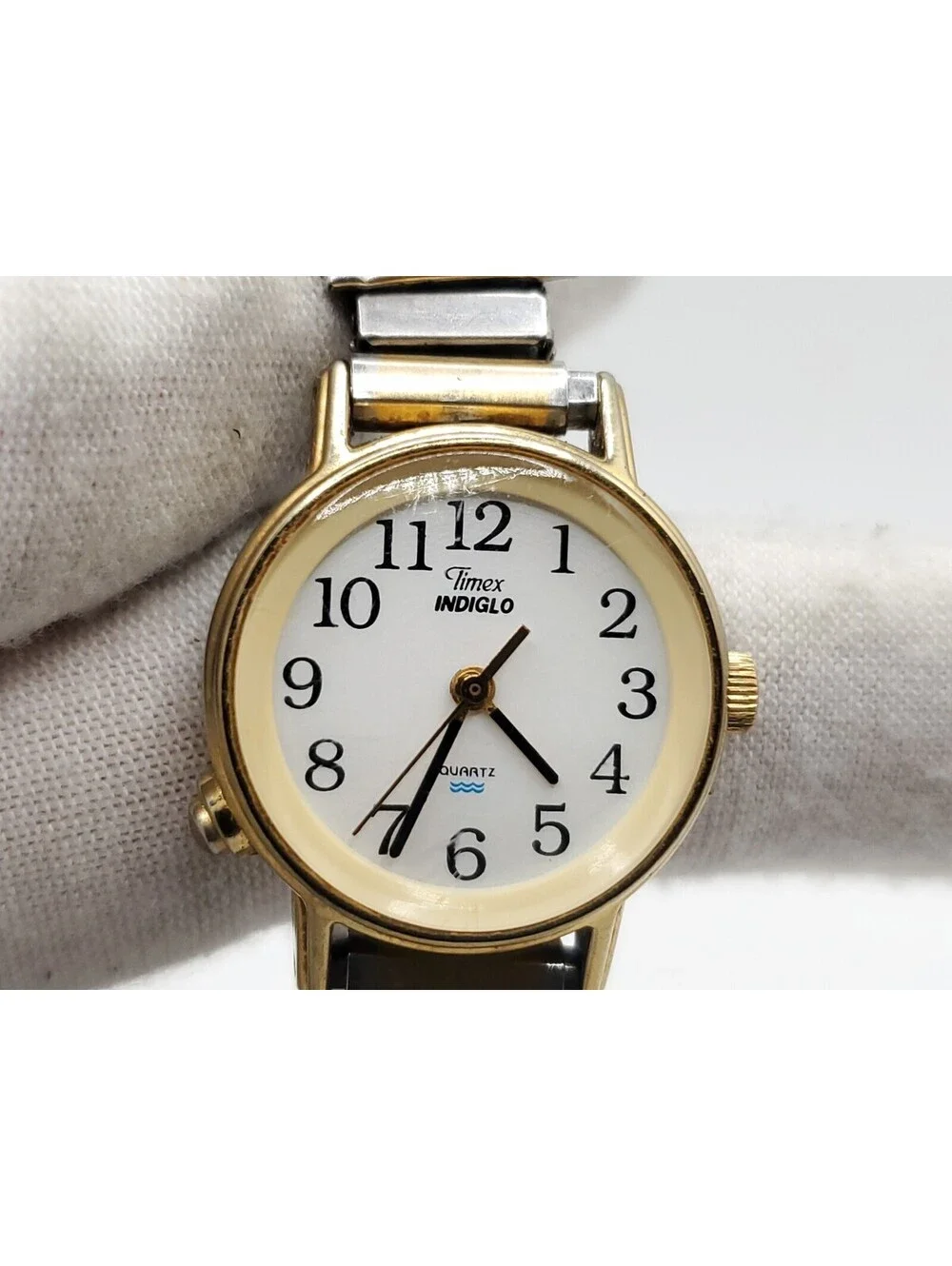 Vintage 1995 Timex Indiglo Womens Watch New Battery White Dial Two-Tone...